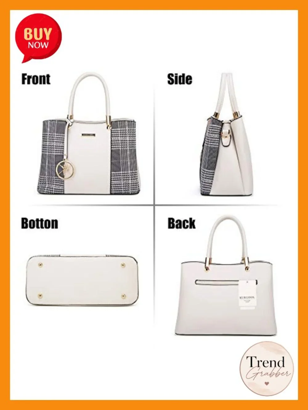 Faux Leather Top Handle Satchel Shoulder Bag Tote with Removable Strap